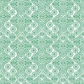 Vector seamless arabesque pattern with floral and geometric ornament in green and white. Royalty Free Stock Photo